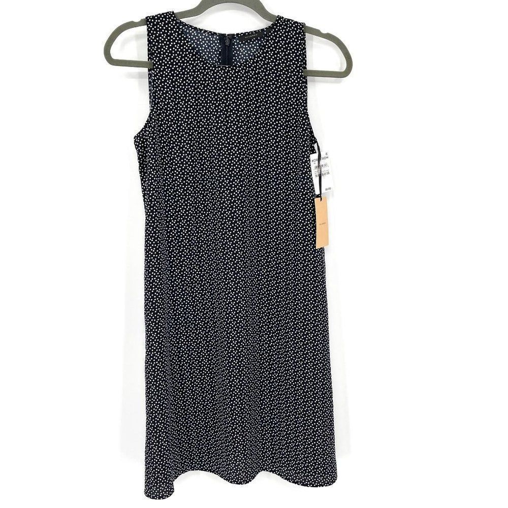 Halogen Navy White Polka Dot Sleeveless Shift Mini Dress NWT Women XS